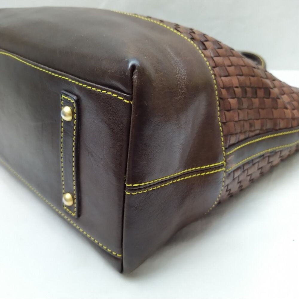 Dooney & Bourke Chocolate Tessuta Excellent  Condition Woven Leather Tote - Picture 7 of 13